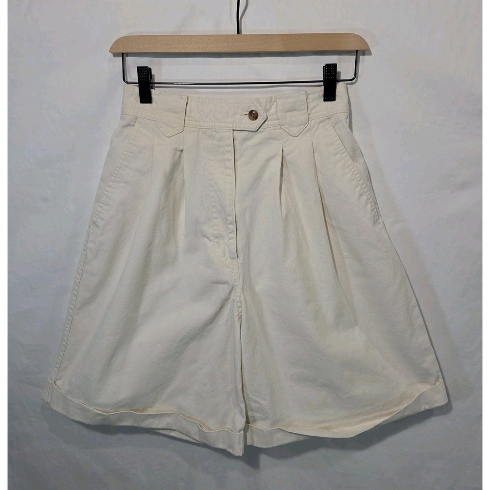 Vintage 1980s Woolrich Shorts Safari Pleated Cuffed Sz 25"/8 Chino Bermuda Mom